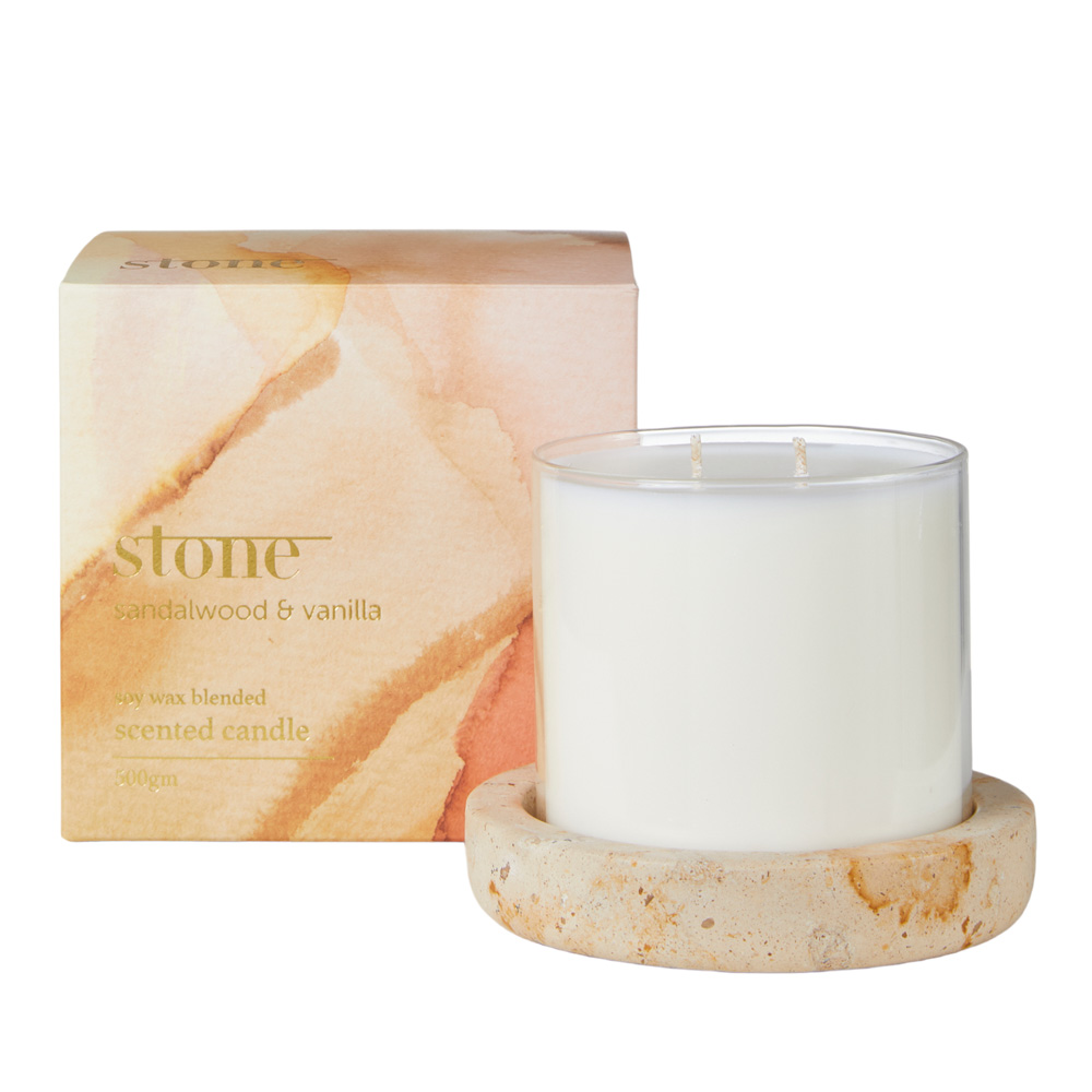 Stone Sandalwood & Vanilla Candle 500g Adairs