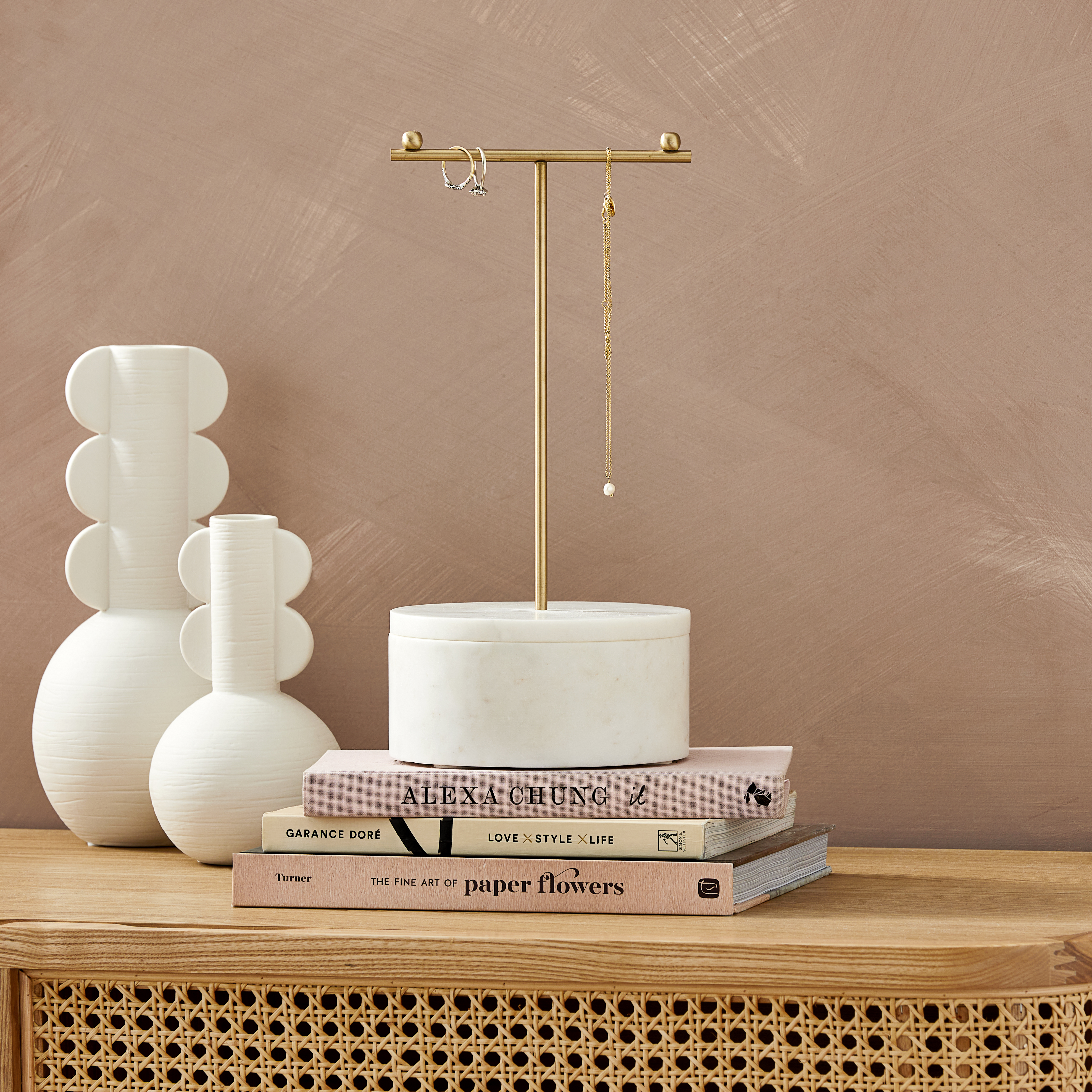 Gold and white jewelry stand sale