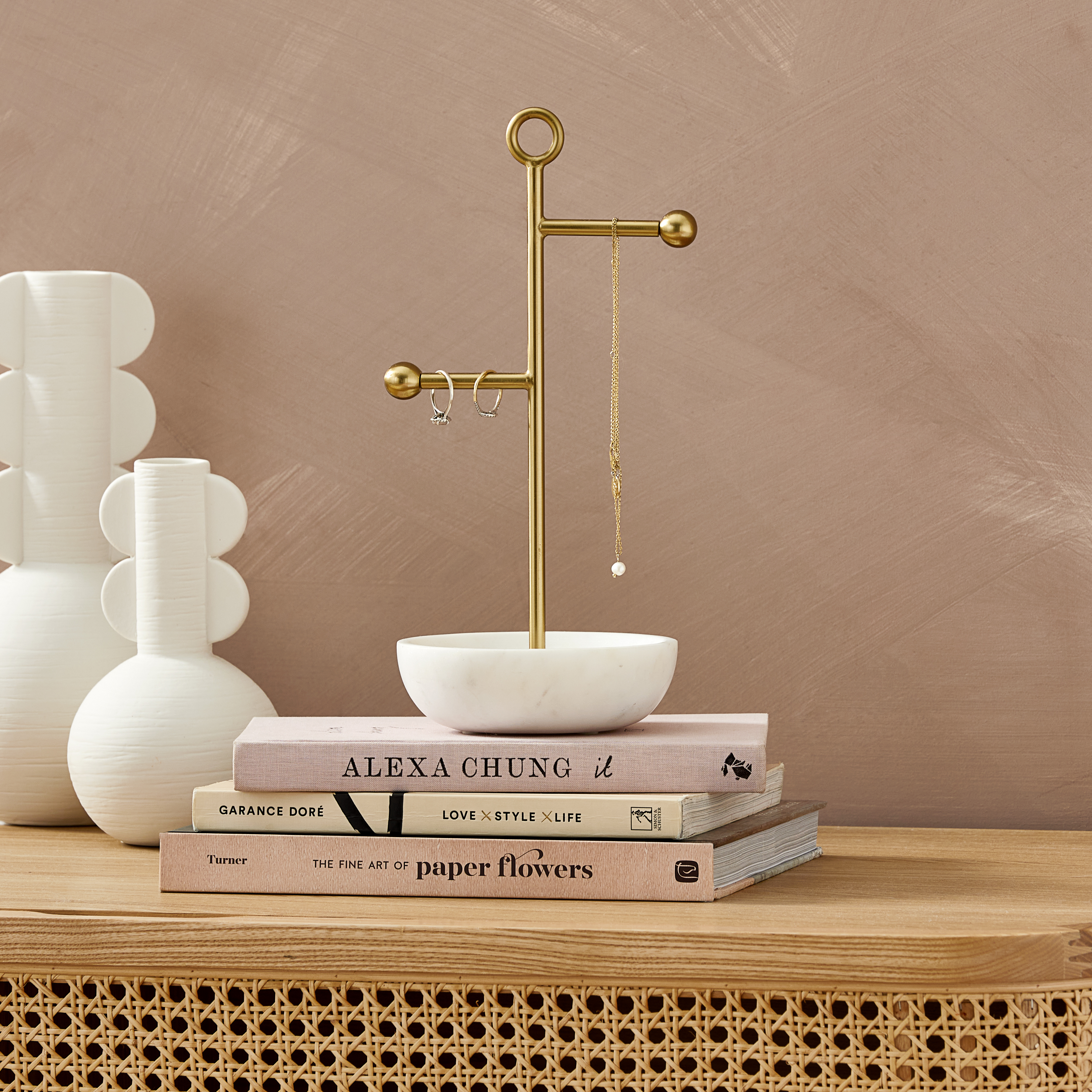 Marble White & Gold Jewellery Trinket | Homewares | Adairs
