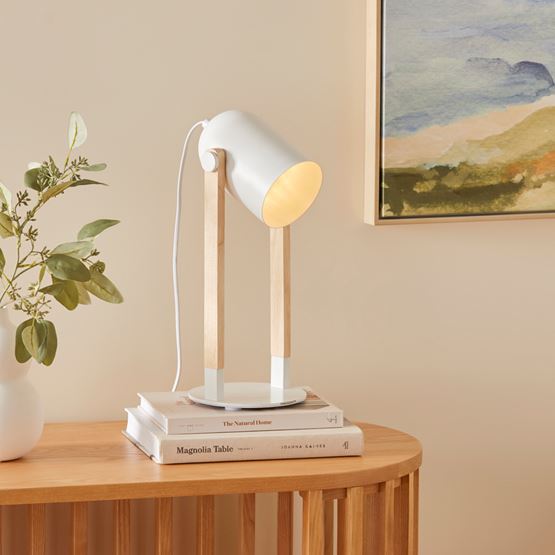 Soho White & Natural Desk Light