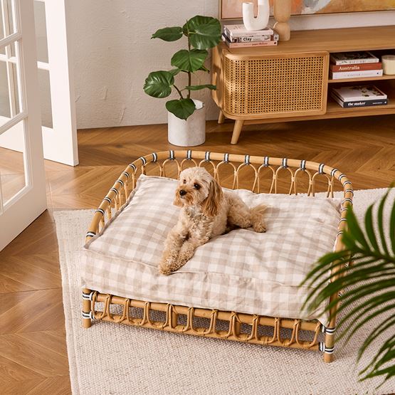 Belgian Natural Check Linen Pet Bed