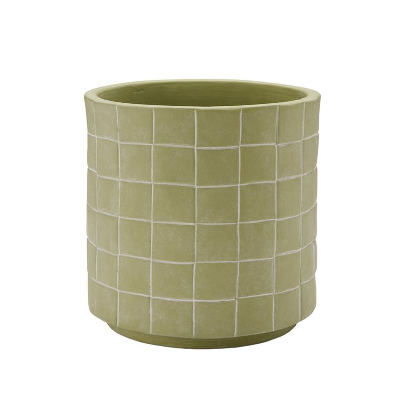 Embossed Soft Green Check Pot