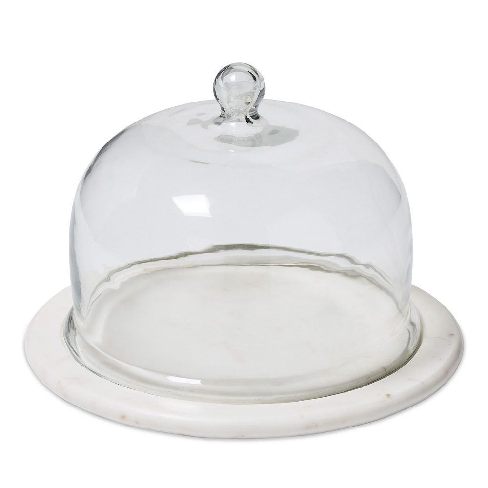 Boston Kitchen White Cake Plate & Glass Dome Adairs