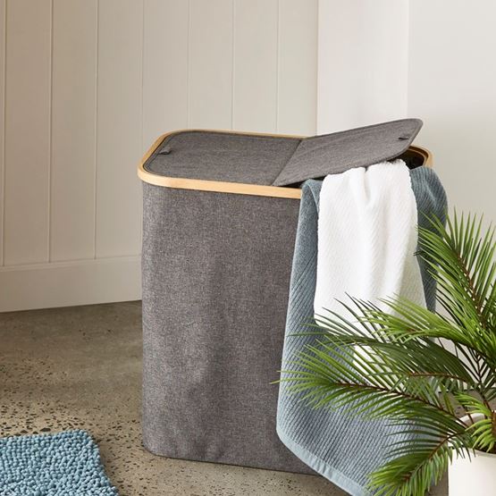 Remi Charcoal Divided Laundry Basket