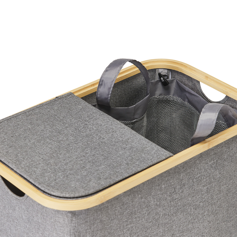 Remi Charcoal Divided Laundry Basket Adairs