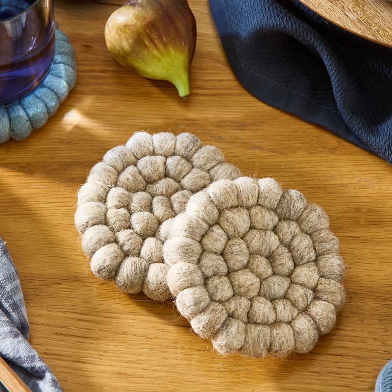 New Zealand Natural Wool Coasters Pack of 2