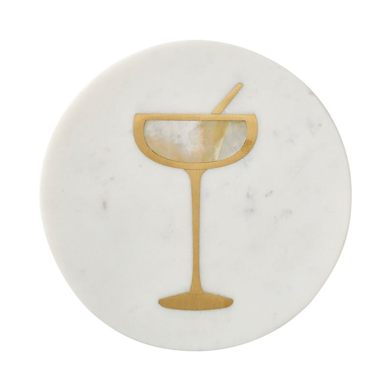 Cocktail White & Gold Marble Trivet