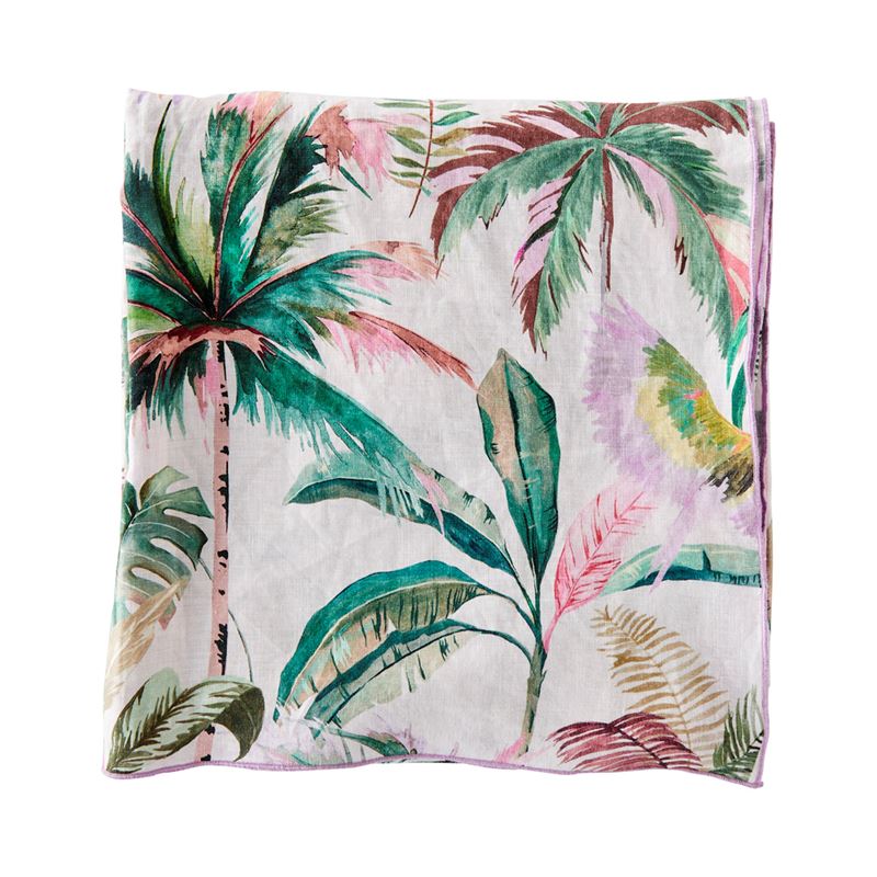 Rio Palm Green Linen Tablecloth