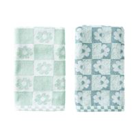 Retro Floral Smoke Blue & Mint Cotton Bamboo Tea Towels Pack of 2