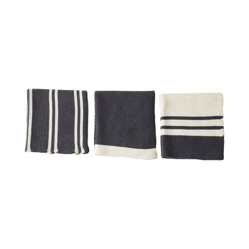 Harper Charcoal Bamboo Cotton Dishcloth Pack of 3