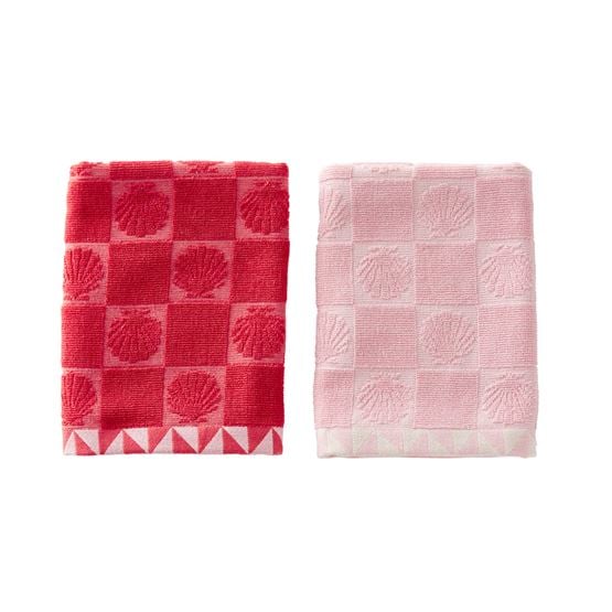 Strawberry Seashells Cotton Bamboo Tea Towels Pack of 2
