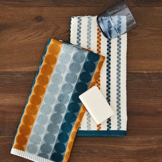 Mimi Cotton Bamboo Teal & Mustard Pack of 2 Tea Towels