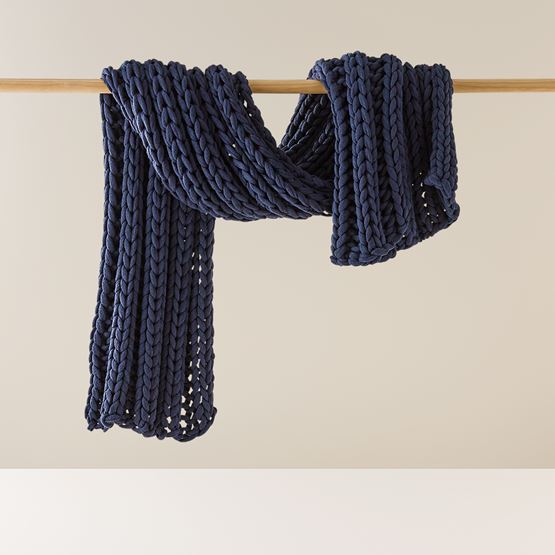 Newport Navy Chunky Knit Throw