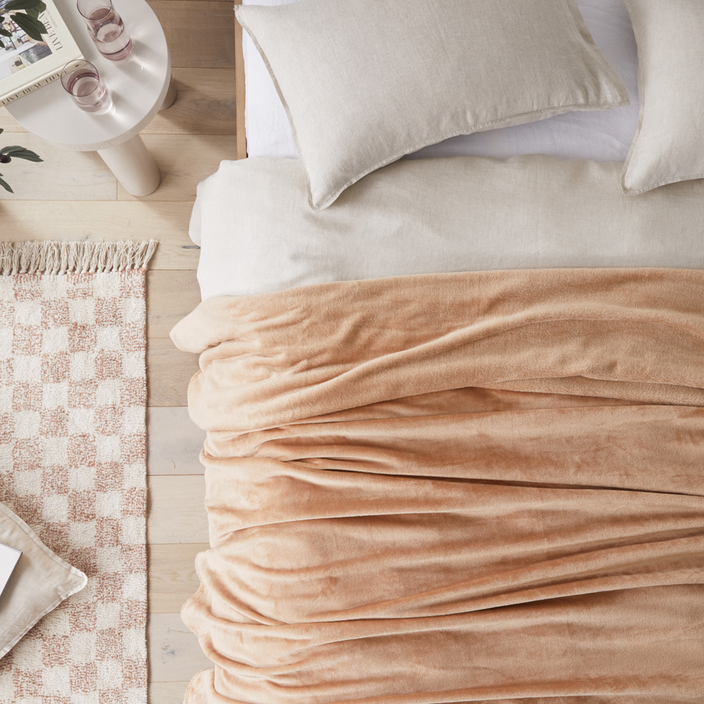 Aspen Hazelnut Fleece Blanket Homewares Adairs