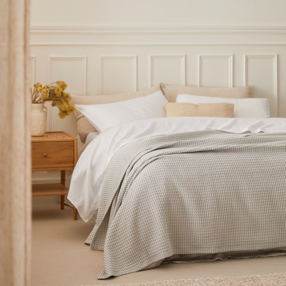 WAFFLE BLANKET UNE CHAMBRE 150X210 BEIGE（European