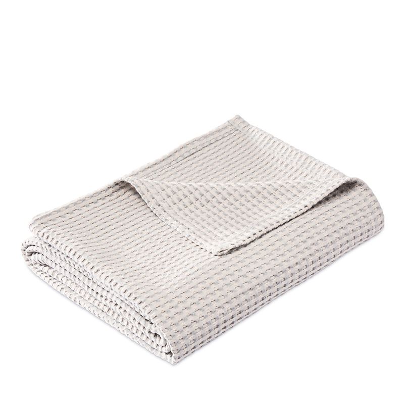 European Collection Turkish Cotton Natural & Seabreeze Waffle Blanket ...