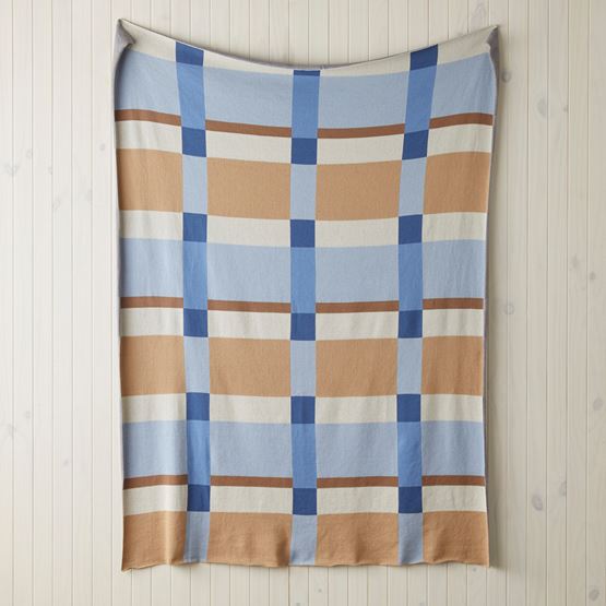 Retreat Blue Check Knitted Throw