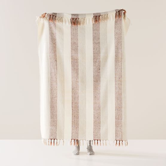 Cabo Natural & Chestnut Stripe Throw