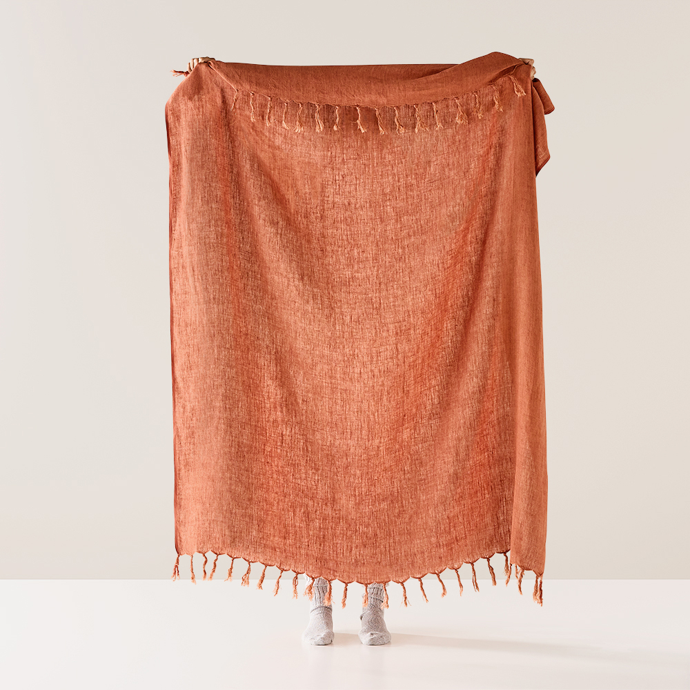 Malmo Rust Linen Throw Adairs