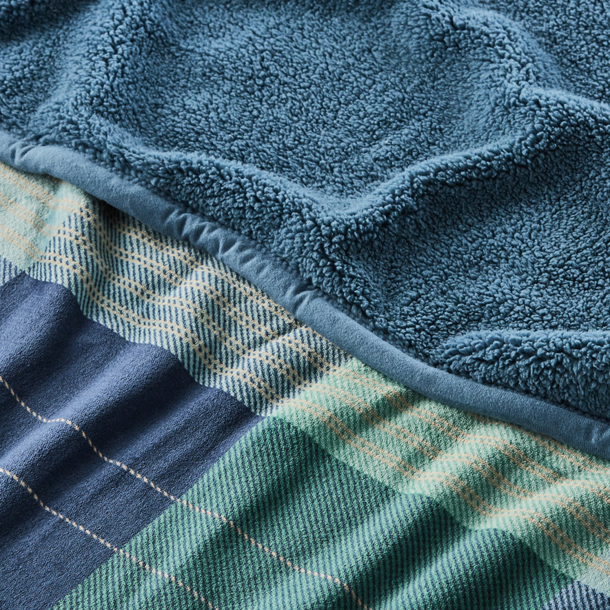 Sherpa Navy Oban Check Blanket Adairs