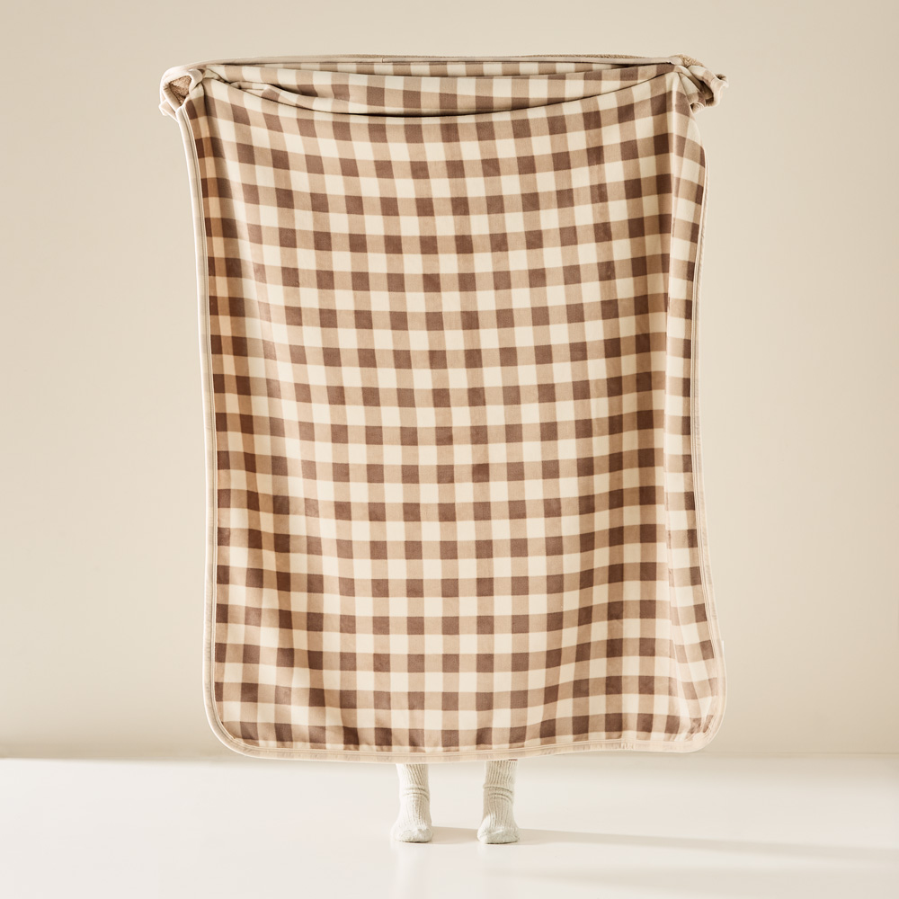 Sherpa Natural Gingham Throw Homewares Adairs