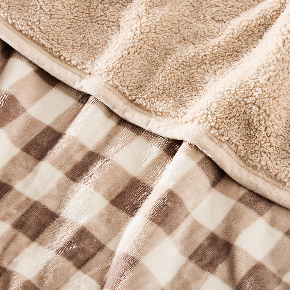 OLD CODE Sherpa Natural Gingham Throw Adairs