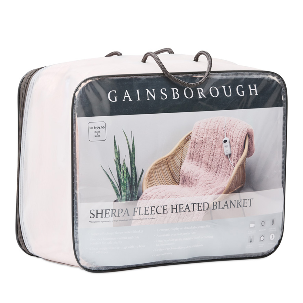 Gainsborough Sherpa Palest Pink Heated Blanket Adairs