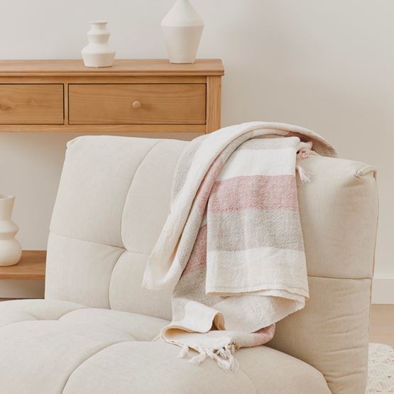 Cabo Natural & Dusty Rose Stripe Throw