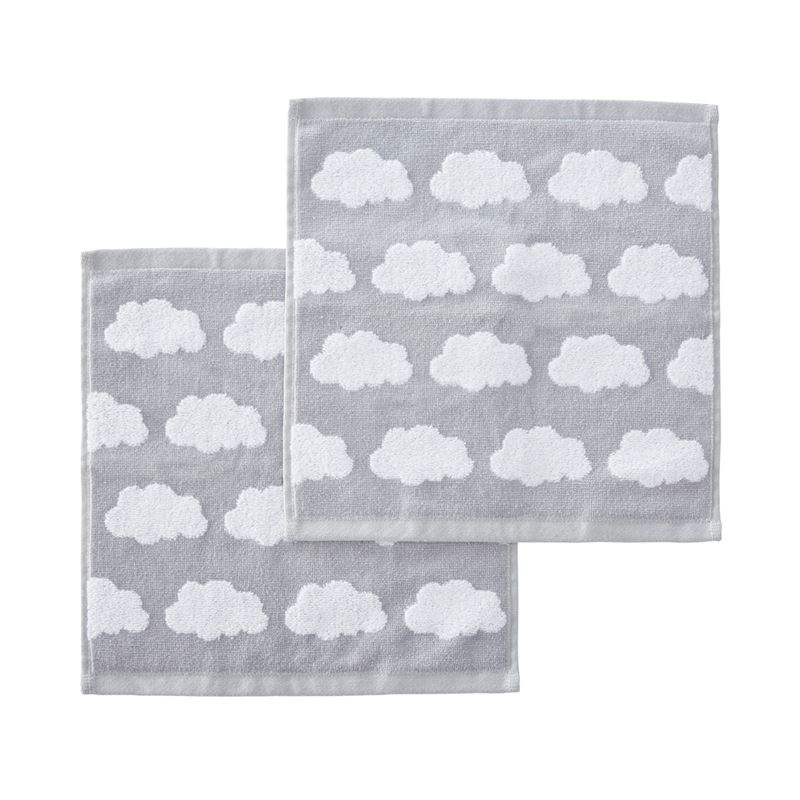 Dreamy Cloud Grey Face Washers Pack of 2
