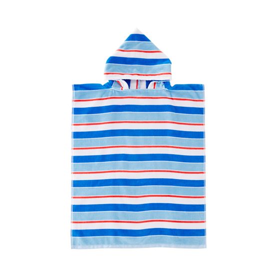 Velour Kids Mini Me Ocean Stripe Blue Hooded Beach Towel