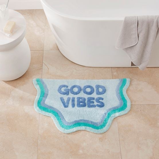Kids Good Vibes Blue & Mint Bath Mat