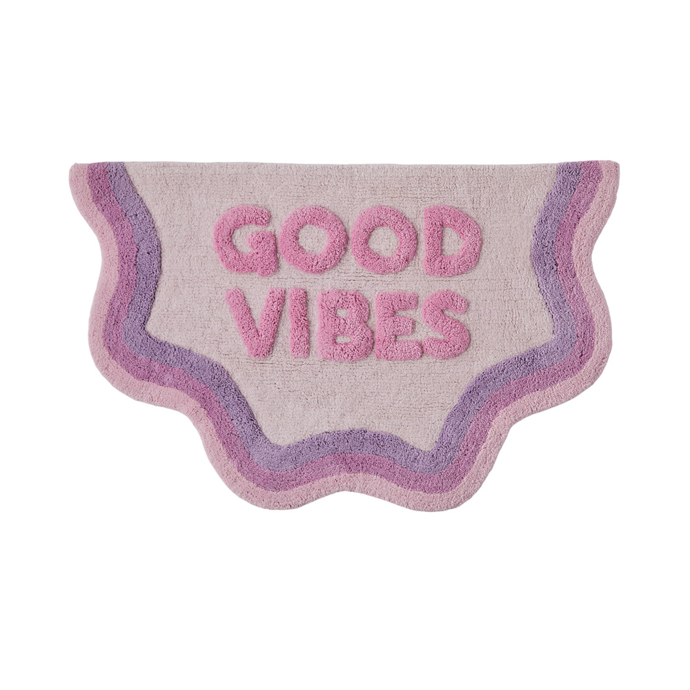 Adairs Kids - Kids Good Vibes Pink & Lilac Bath Mat | Adairs