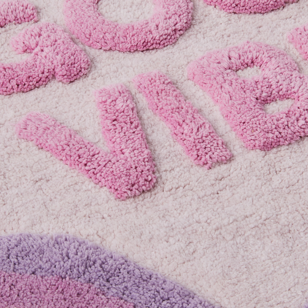 Adairs Kids Kids Good Vibes Pink & Lilac Bath Mat Adairs