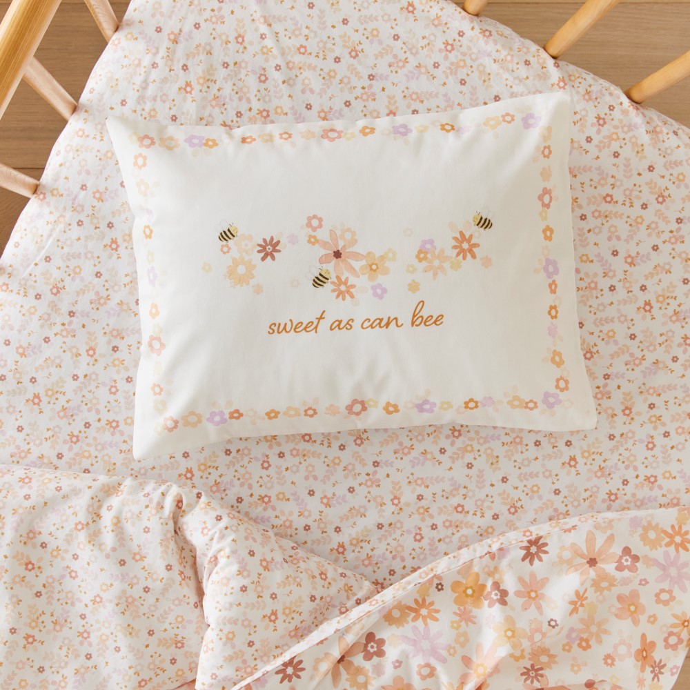 Adairs Baby Decorative Sweet As Can Bee Cot Text Pillowcase Adairs
