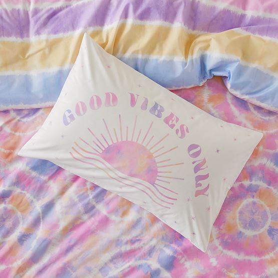 Good Vibes Only Bubblegum Kids Text Pillowcase