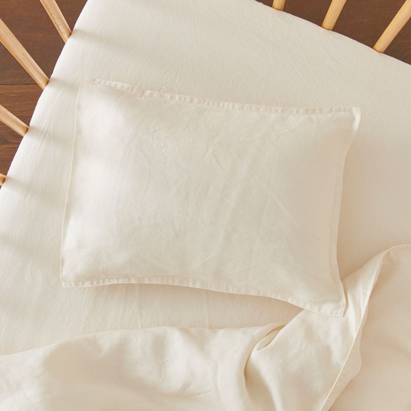 Vintage Washed Linen Pearl Cot Quilt Cover Set