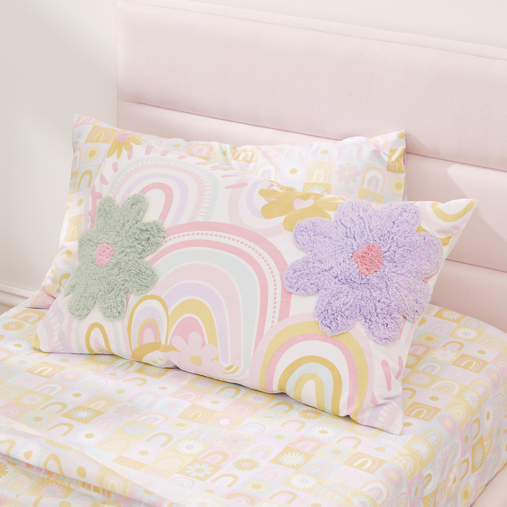Adairs Kids Sunshine Rainbows Fresh Pastels Quilt Cover Set