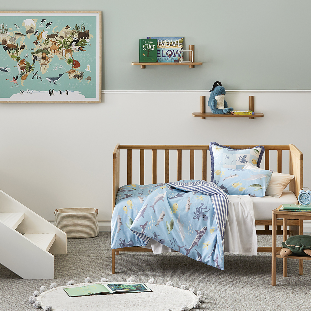 Adairs Kids Deep Blue Sea Cot Quilt Cover Set Adairs