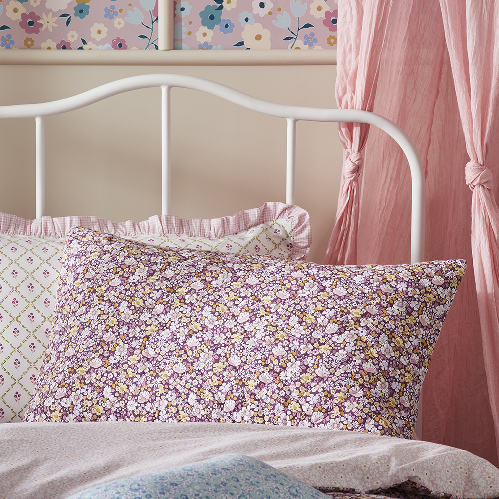 Adairs Kids Heirloom Margot Mulberry Floral Quilted Quilt Cover Set