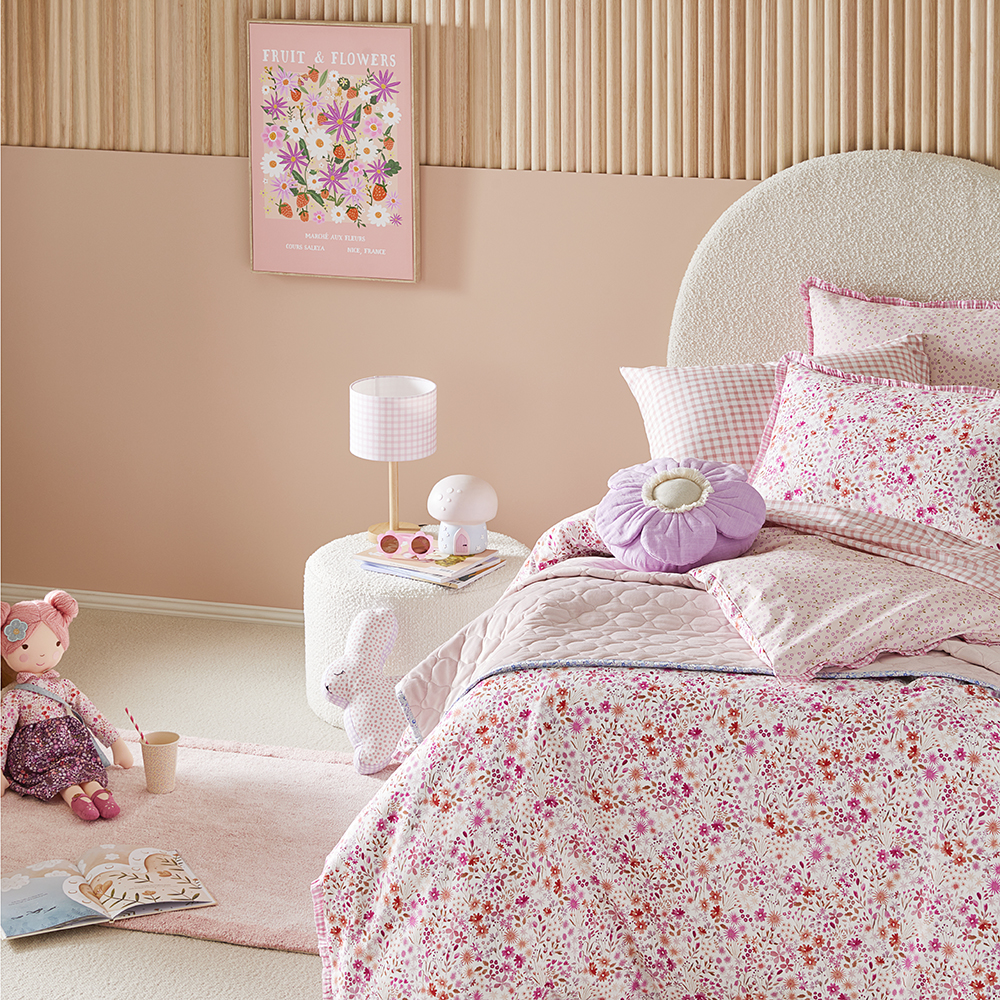 Adairs Kids Lulu Pink Ruffle Quilt Cover Set Adairs