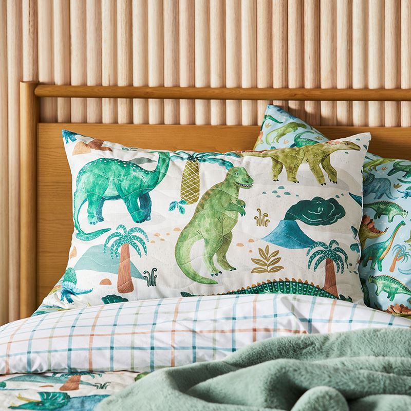 Dinosaur Explore Natural Quilted Quilt Cover Set