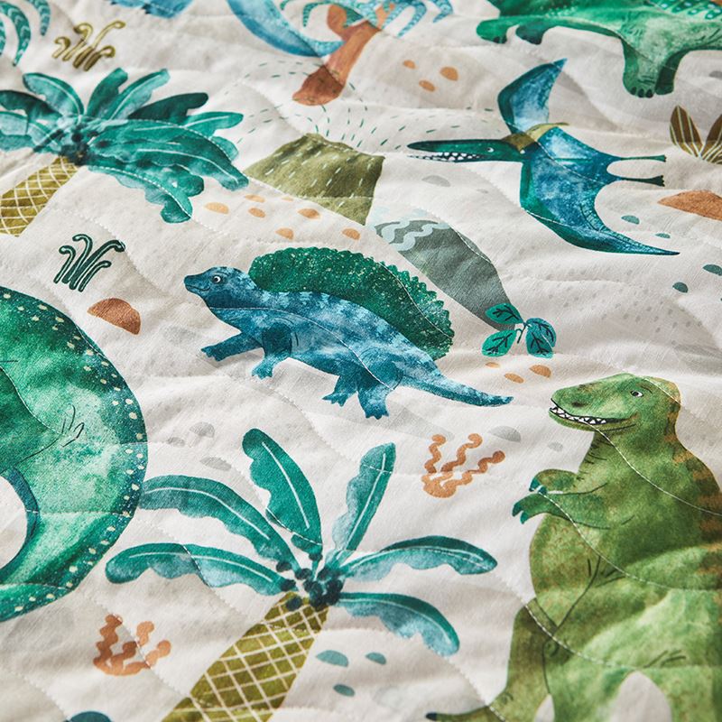 Dinosaur Explore Natural Quilted Quilt Cover Set