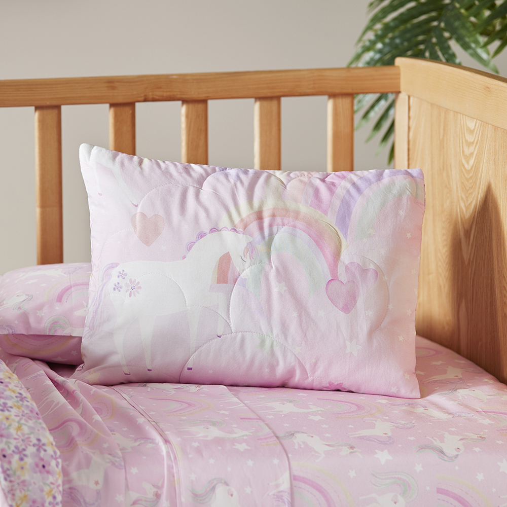 Adairs Kids Unicorn Squad Pink Cot Quilted Quilt Cover Set Adairs