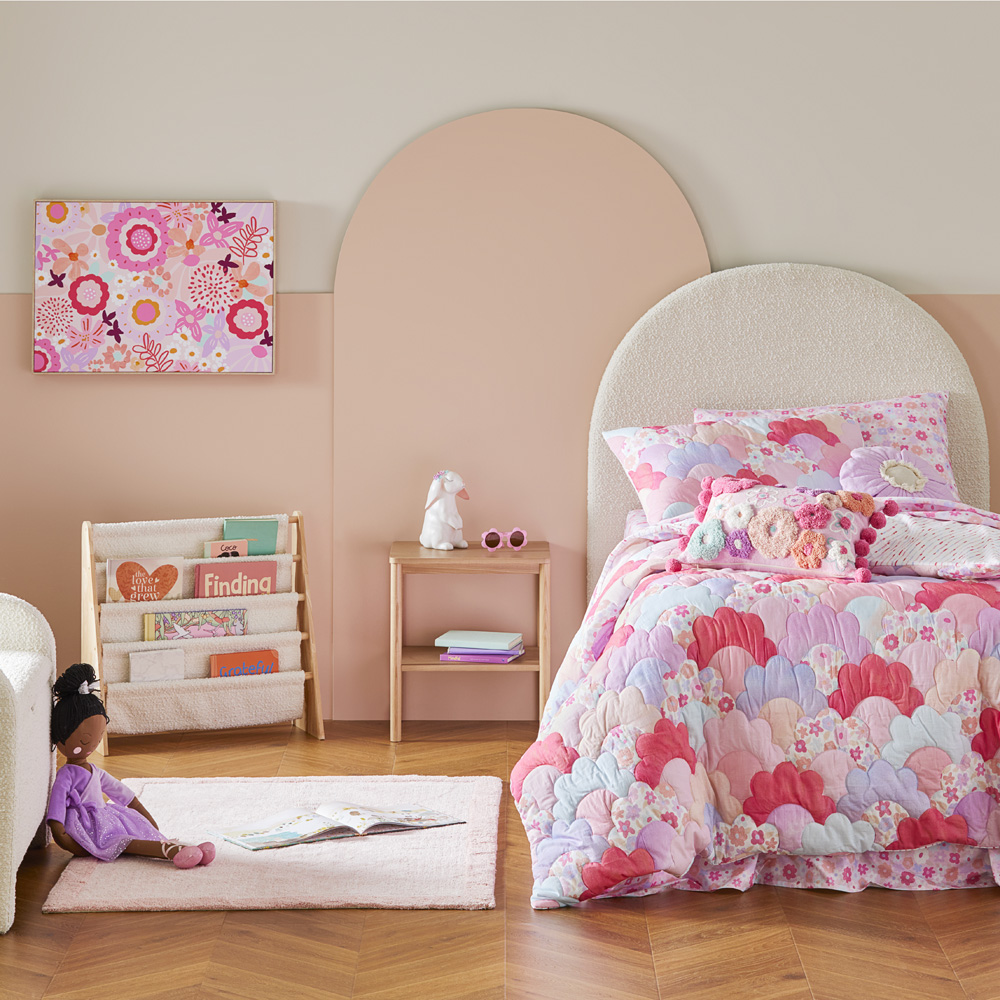 Adairs Kids - Stella Pink Floral Quilted Quilt Cover Set | Adairs