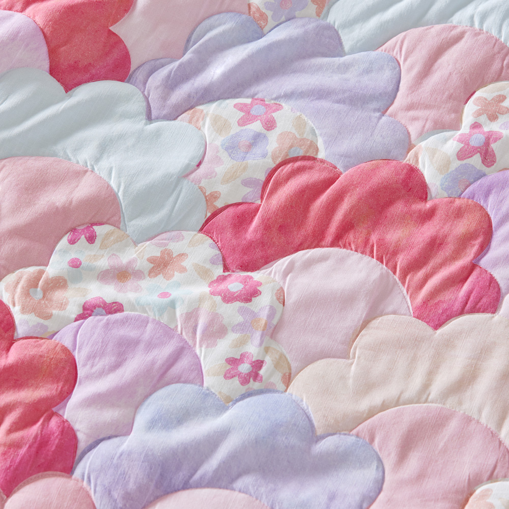 Adairs Kids Stella Pink Floral Quilted Quilt Cover Set Adairs