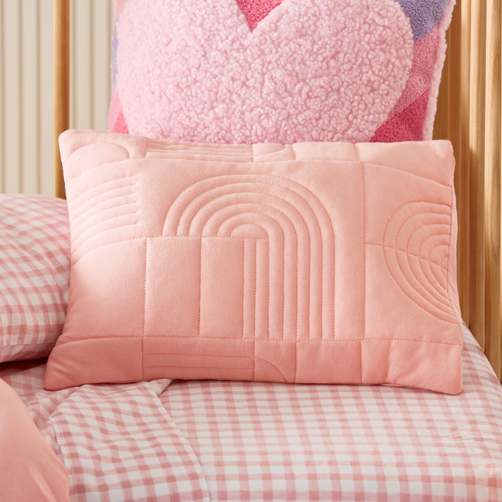 Adairs Kids Marlowe Soft Pink Quilted Jersey Cot Quilt Cover Set Adairs