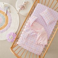 Cameron Check Pink Cot Quilt Cover Set