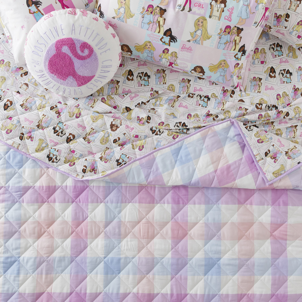 Adairs Kids Mattel Barbie Kind Vibes Coverlet Adairs