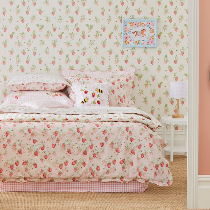 Adairs Kids - Heirloom Sweet Strawberry Light Pink Quilt Cover Set | Adairs