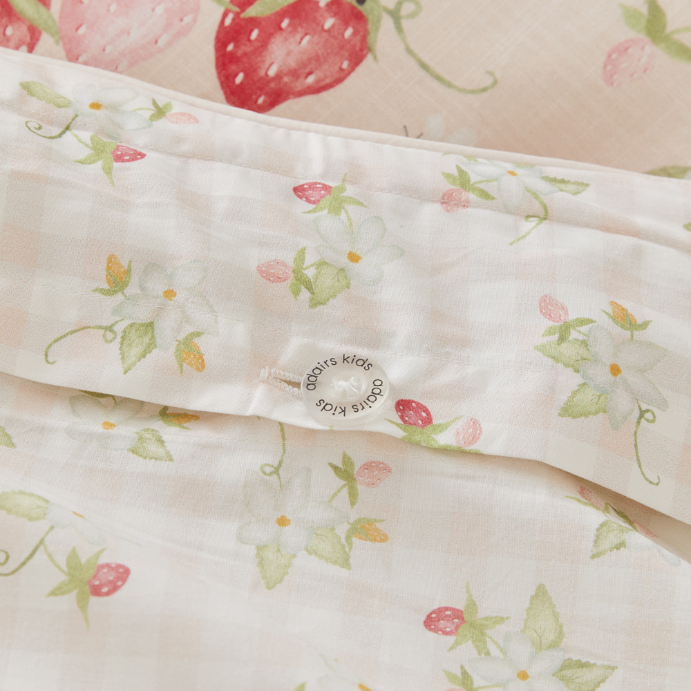 Adairs Kids Heirloom Sweet Strawberry Light Pink Quilt Cover Set Adairs